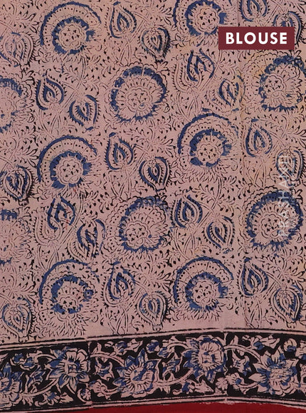 Maroon & Blue Kalamkari Cotton Saree