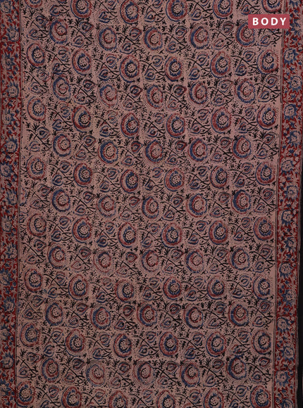 Beige & Maroon Kalamkari Cotton Saree