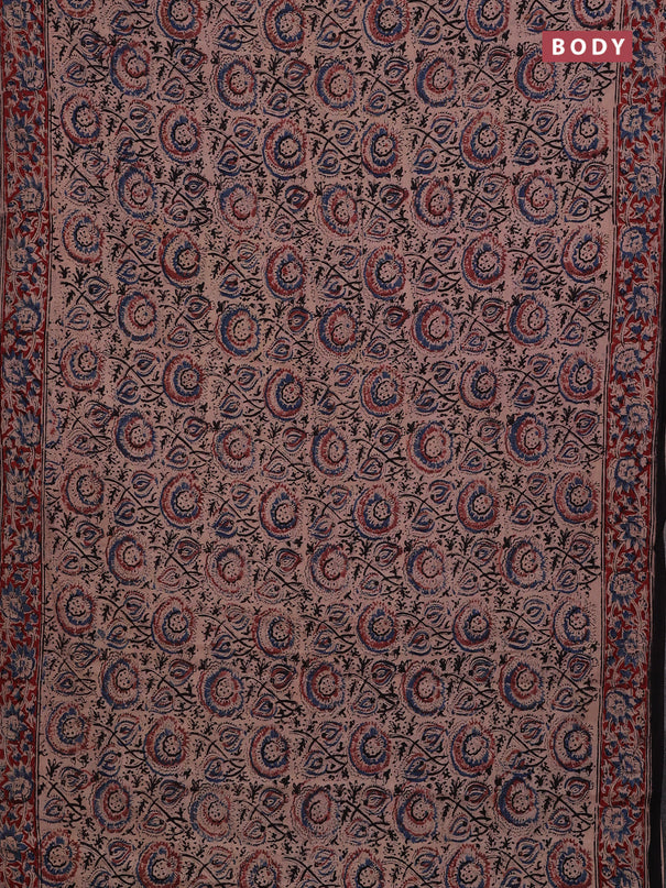 Beige & Maroon Kalamkari Cotton Saree