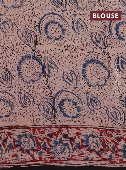 Beige & Maroon Kalamkari Cotton Saree
