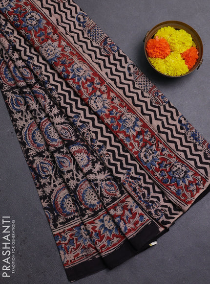 Grey & Maroon Kalamkari Cotton Saree