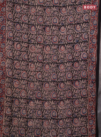 Grey & Maroon Kalamkari Cotton Saree