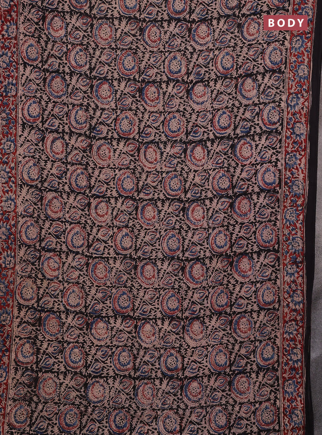 Grey & Maroon Kalamkari Cotton Saree
