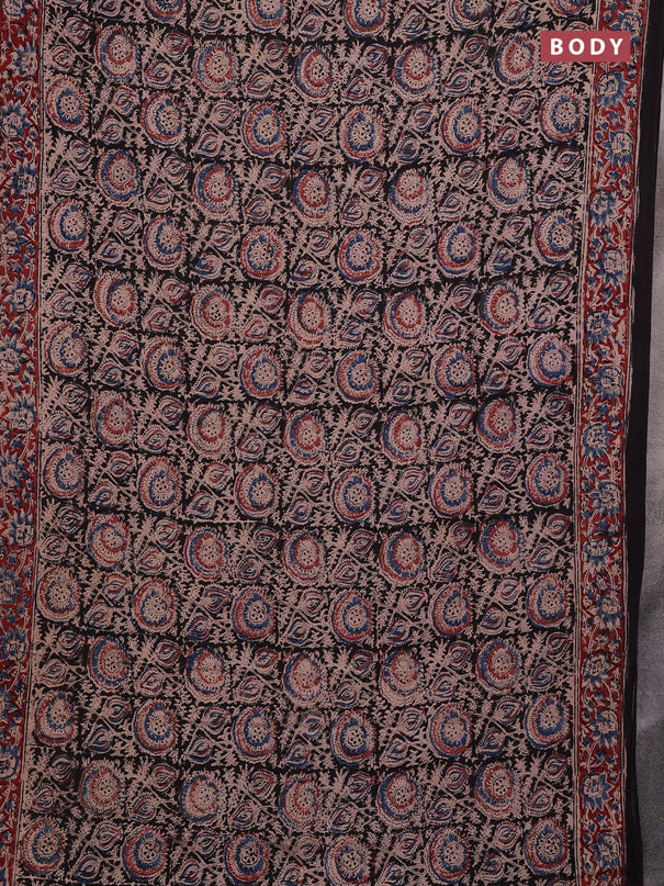 Grey & Maroon Kalamkari Cotton Saree