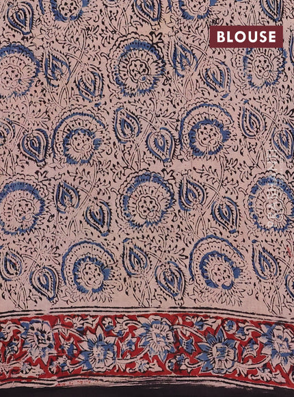 Grey & Maroon Kalamkari Cotton Saree