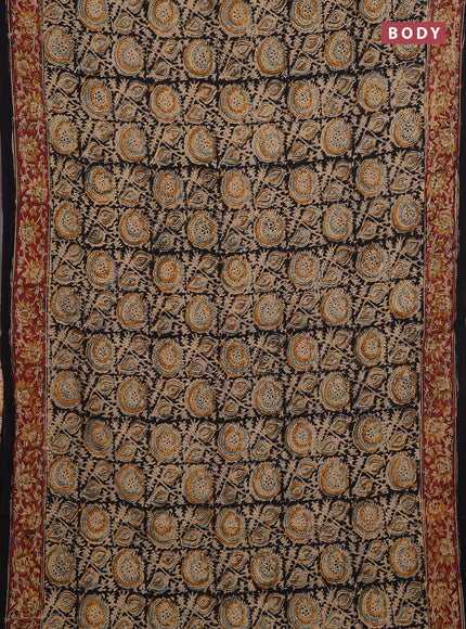 Blue & Maroon Kalamkari Cotton Saree