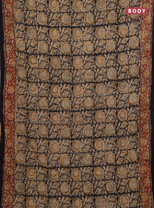 Blue & Maroon Kalamkari Cotton Saree