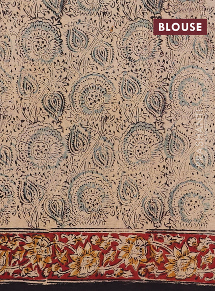 Blue & Maroon Kalamkari Cotton Saree