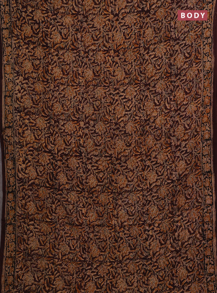 Beige & Coffee Brown Kalamkari Cotton Saree