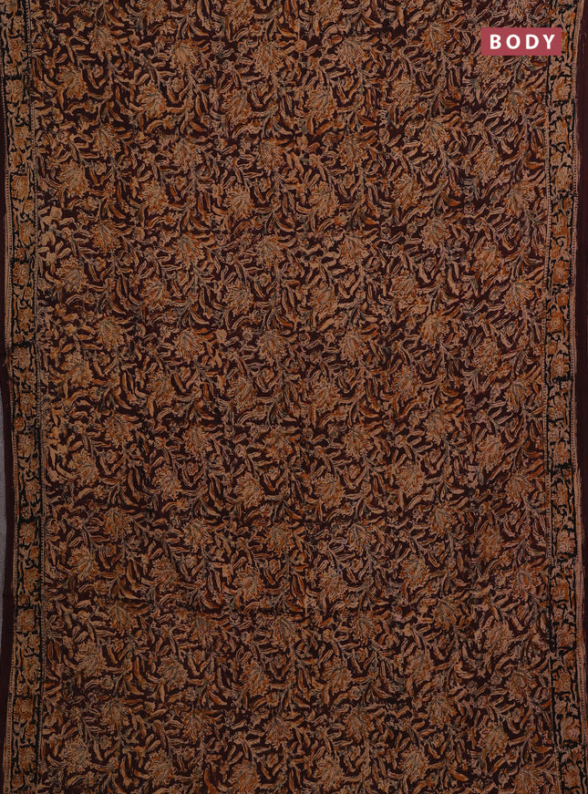 Beige & Coffee Brown Kalamkari Cotton Saree