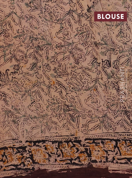 Beige & Coffee Brown Kalamkari Cotton Saree