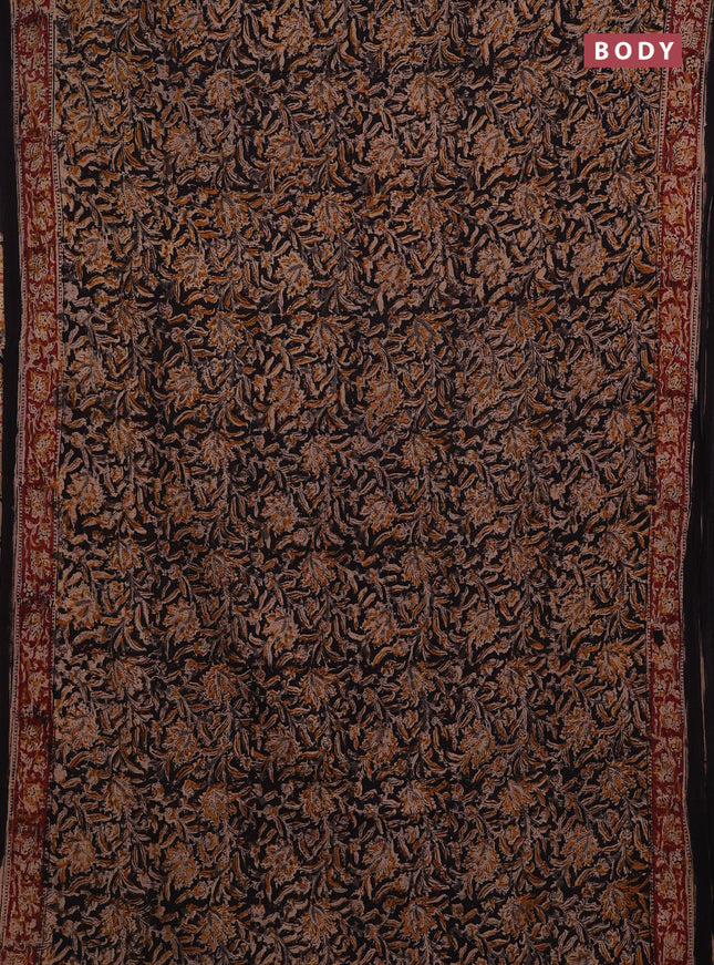Beige & Black Kalamkari Cotton Saree