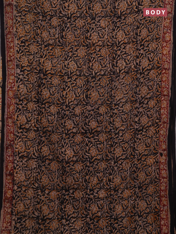 Beige & Black Kalamkari Cotton Saree