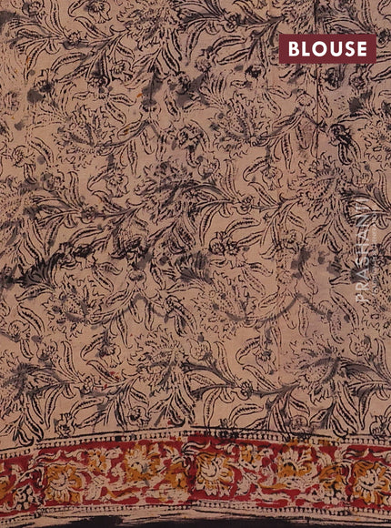 Beige & Black Kalamkari Cotton Saree