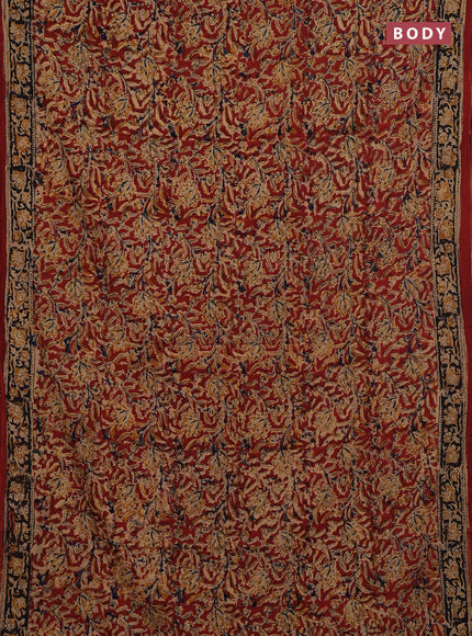 Beige & Maroon Kalamkari Cotton Saree