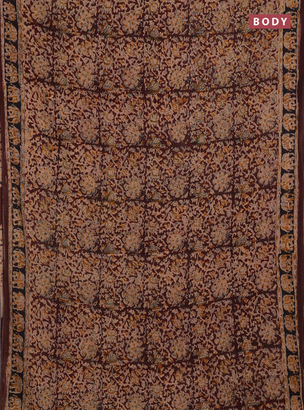 Beige & Coffee Brown Kalamkari Cotton Saree