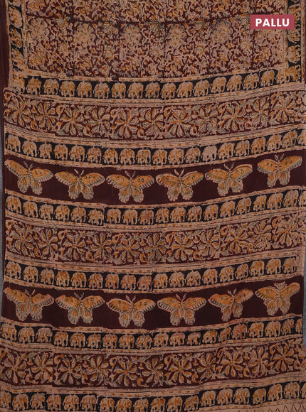 Beige & Coffee Brown Kalamkari Cotton Saree