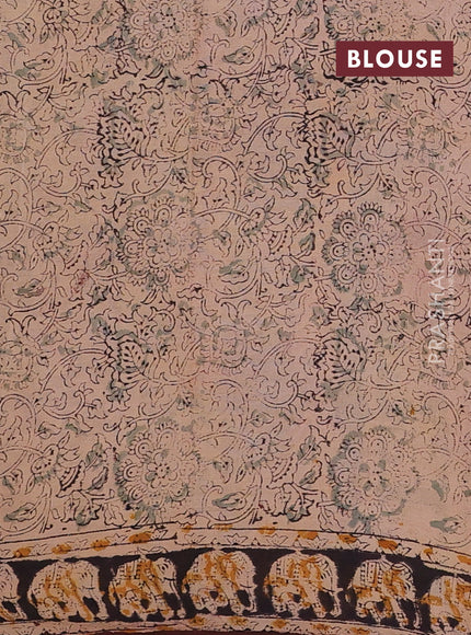 Beige & Coffee Brown Kalamkari Cotton Saree