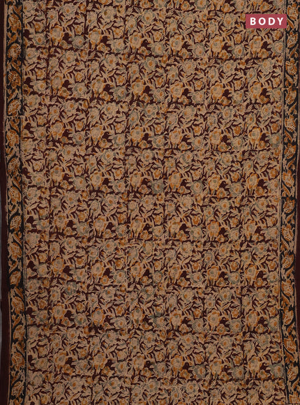 Beige & Coffee Brown Kalamkari Cotton Saree