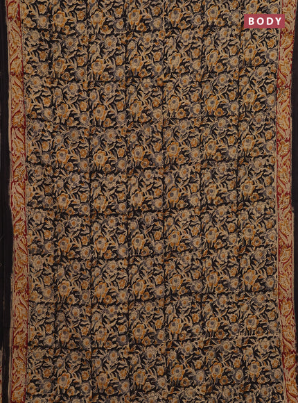 Beige & Black Kalamkari Cotton Saree