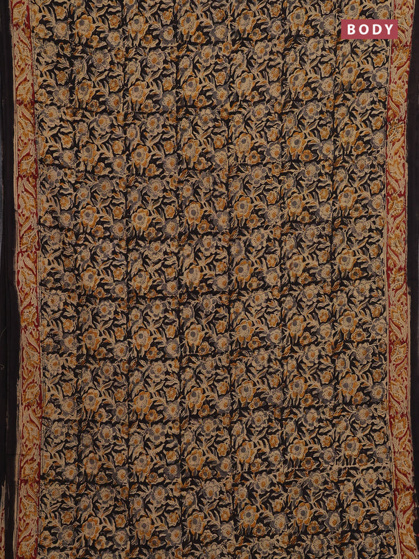 Beige & Black Kalamkari Cotton Saree