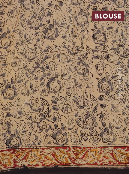Beige & Black Kalamkari Cotton Saree