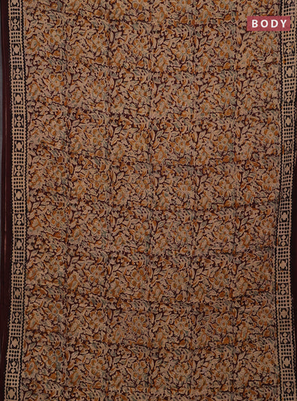 Coffee Brown & Black Kalamkari Cotton Saree