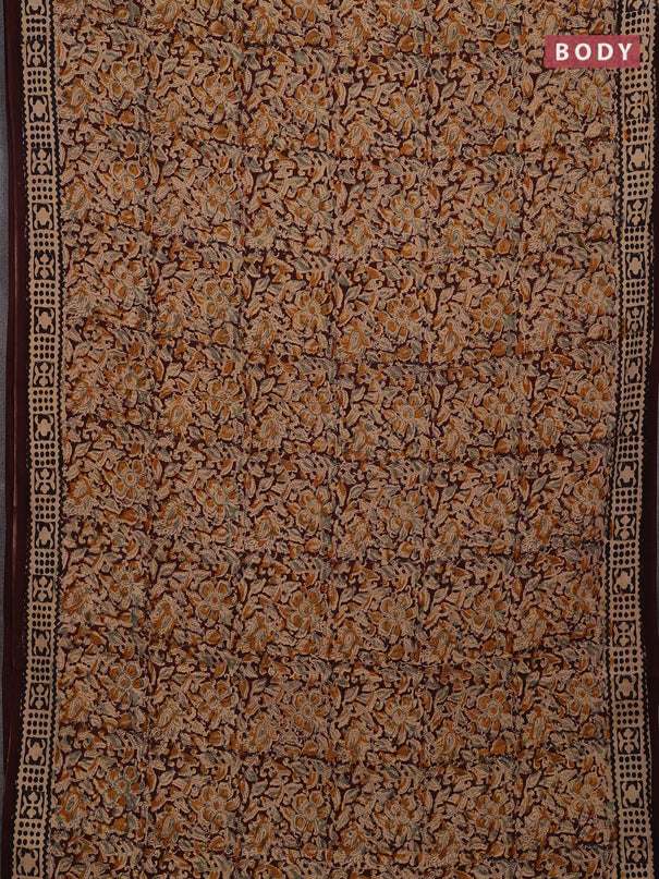 Coffee Brown & Black Kalamkari Cotton Saree