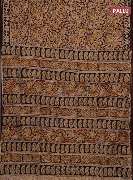 Coffee Brown & Black Kalamkari Cotton Saree