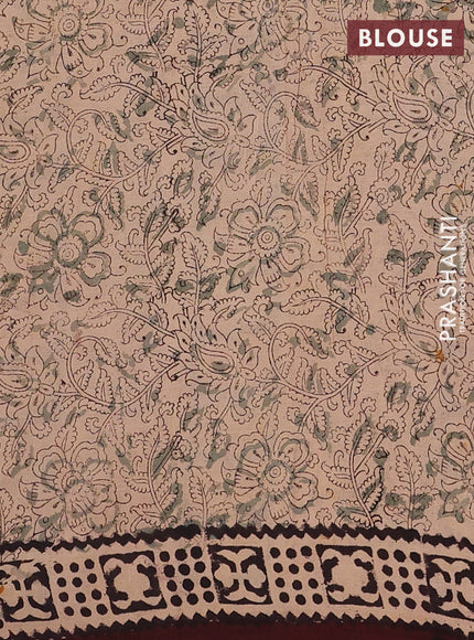 Coffee Brown & Black Kalamkari Cotton Saree