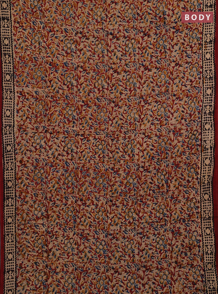 Maroon & Black Kalamkari Cotton Saree