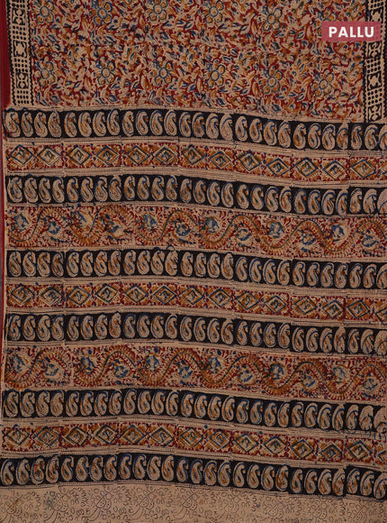 Maroon & Black Kalamkari Cotton Saree