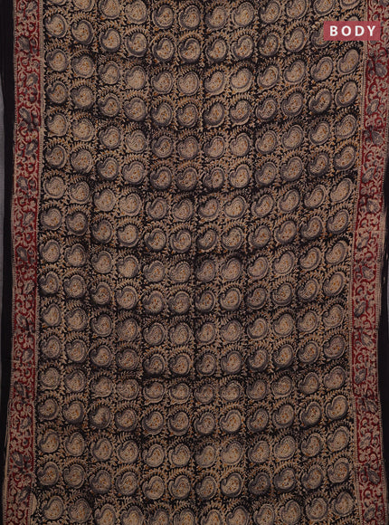 Grey & Maroon Kalamkari Cotton Saree
