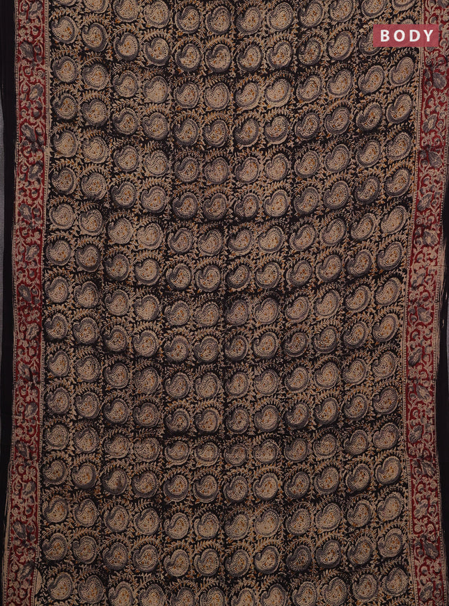 Grey & Maroon Kalamkari Cotton Saree