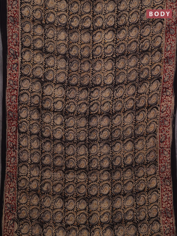 Grey & Maroon Kalamkari Cotton Saree