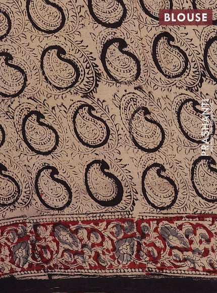 Grey & Maroon Kalamkari Cotton Saree