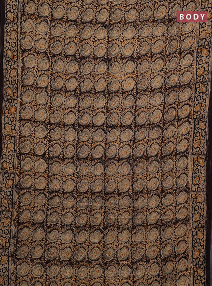 Coffee Brown & Black Kalamkari Cotton Saree