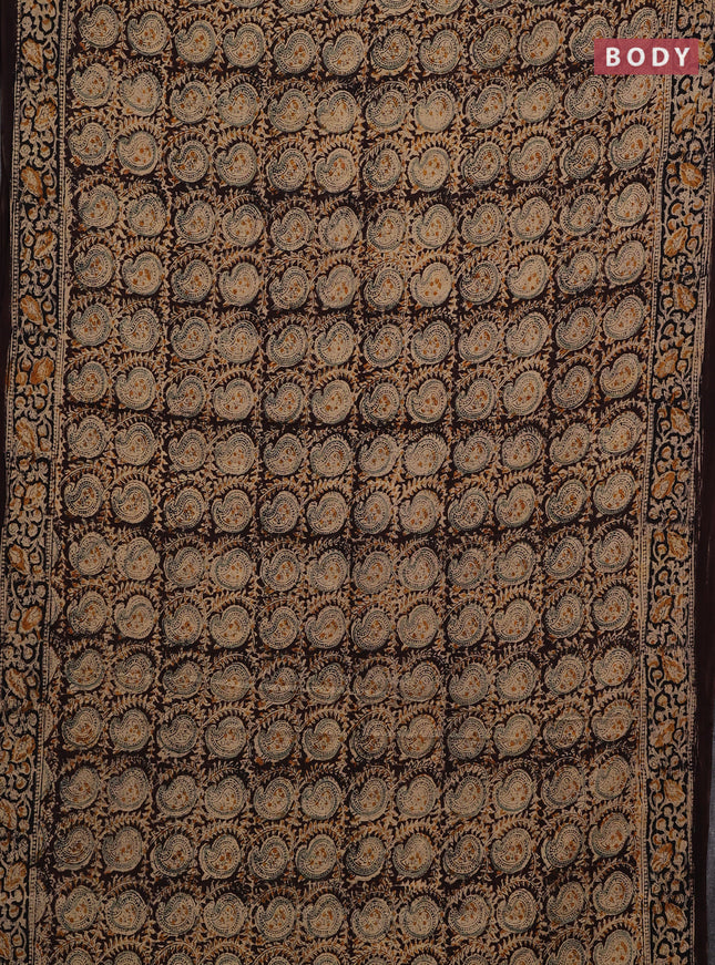 Coffee Brown & Black Kalamkari Cotton Saree