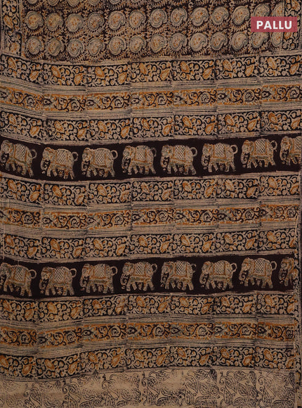 Coffee Brown & Black Kalamkari Cotton Saree
