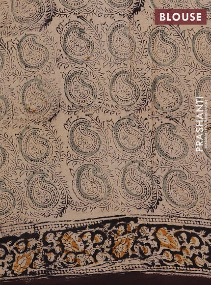 Coffee Brown & Black Kalamkari Cotton Saree