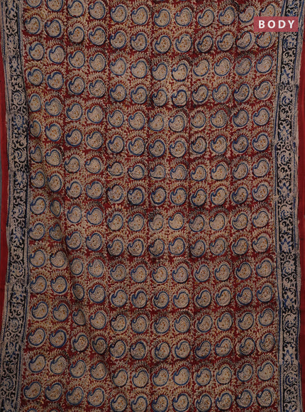 Maroon & Black Kalamkari Cotton Saree