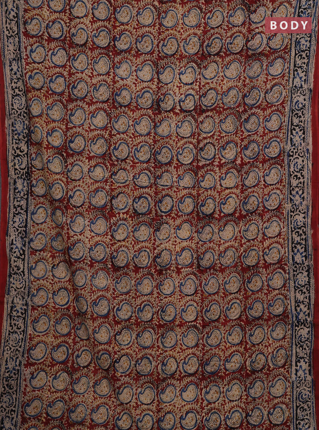 Maroon & Black Kalamkari Cotton Saree
