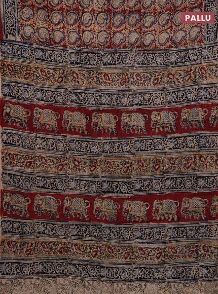 Maroon & Black Kalamkari Cotton Saree