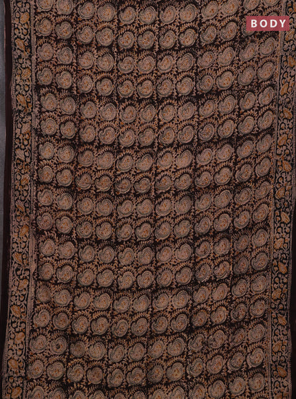 Coffee Brown & Black Kalamkari Cotton Saree