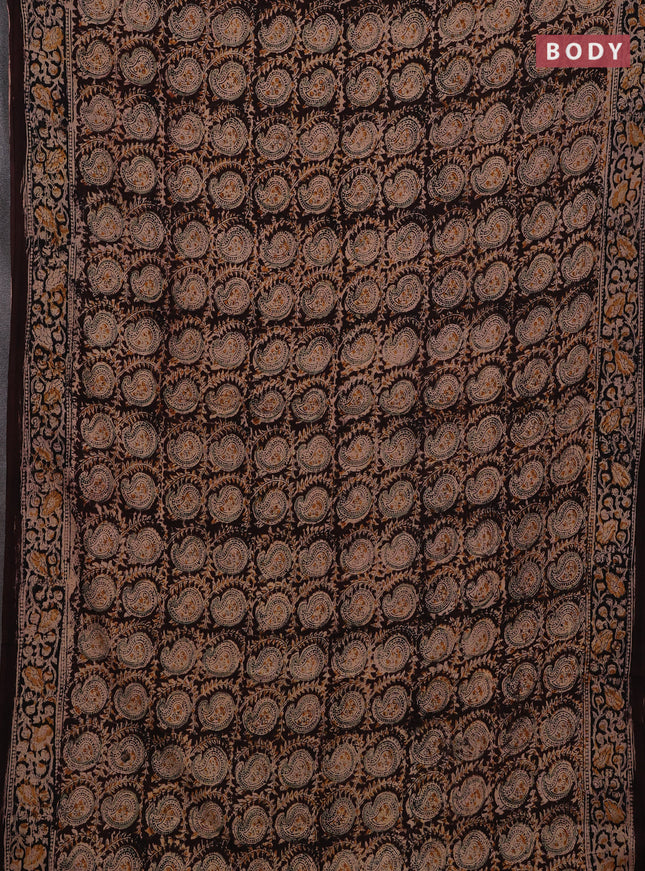 Coffee Brown & Black Kalamkari Cotton Saree