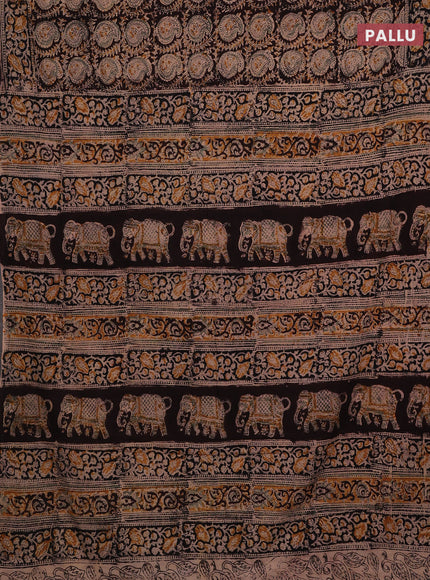 Coffee Brown & Black Kalamkari Cotton Saree