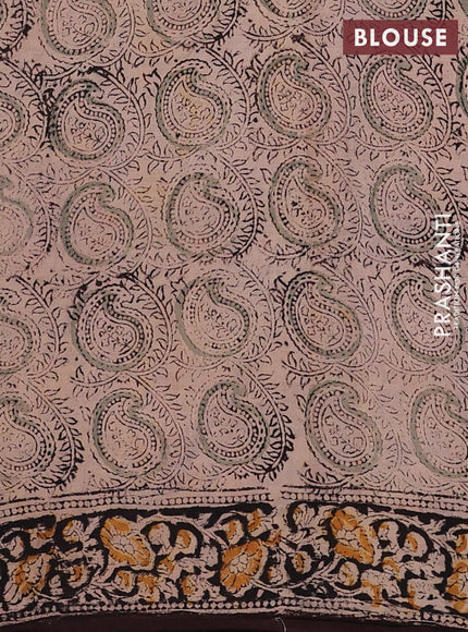 Coffee Brown & Black Kalamkari Cotton Saree