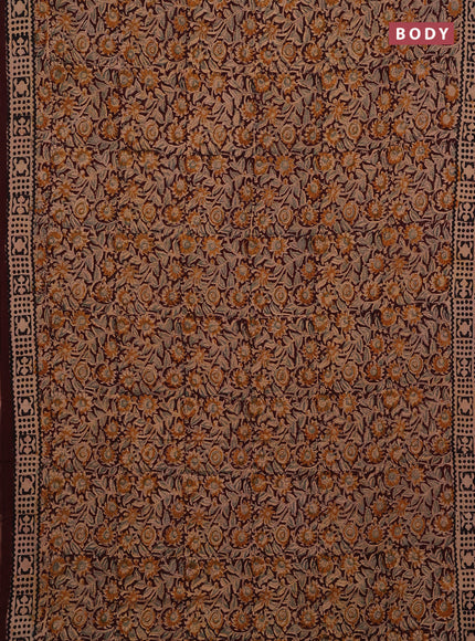 Coffee Brown & Black Kalamkari Cotton Saree