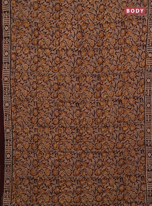 Coffee Brown & Black Kalamkari Cotton Saree