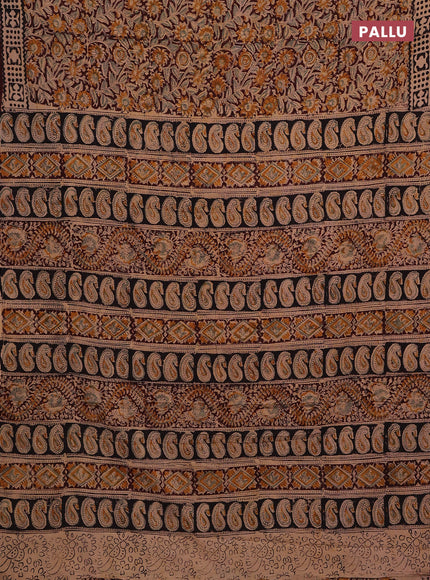 Coffee Brown & Black Kalamkari Cotton Saree